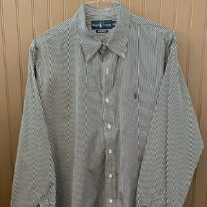 Vintage Ralph Lauren Polo Crest Logo Shirt Men Size XL Striped Button Checker